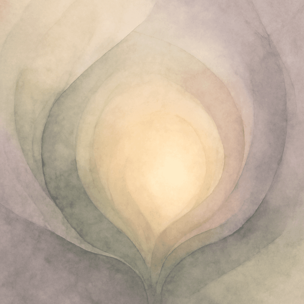 誕生の心象風景 — 光に満ちた柔らかなピンクとゴールド